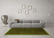 Machine Washable Abstract Green Modern Area Rugs in a Living Room,, wshabs5551grn