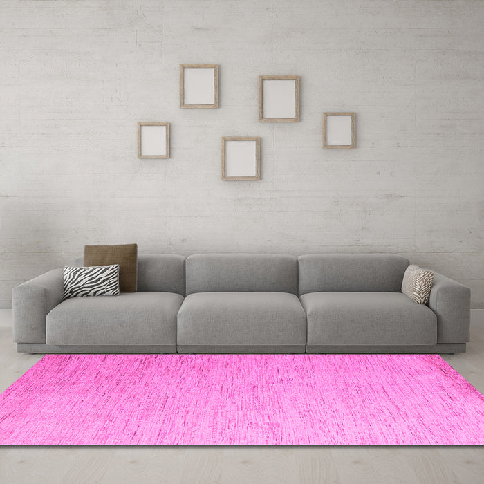 Machine Washable Solid Pink Modern Rug in a Living Room, wshabs5552pnk