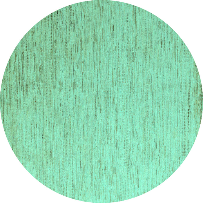 Round Machine Washable Solid Turquoise Modern Area Rugs, wshabs5552turq