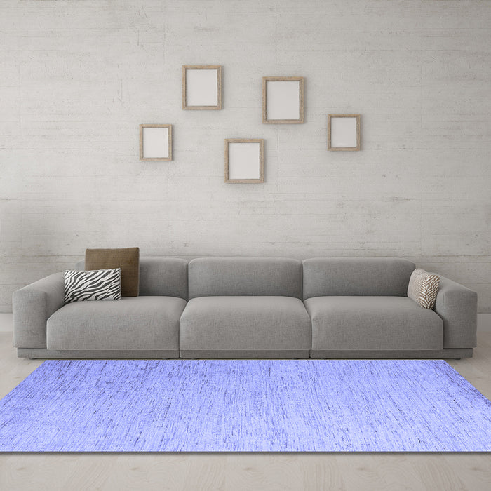 Machine Washable Solid Blue Modern Rug in a Living Room, wshabs5552blu