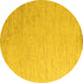 Round Machine Washable Solid Yellow Modern Rug, wshabs5552yw