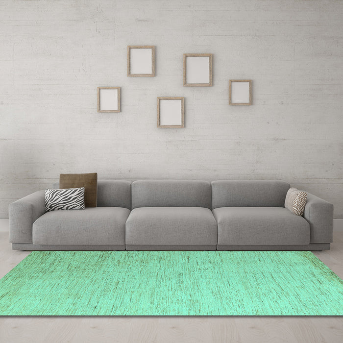 Machine Washable Solid Turquoise Modern Area Rugs in a Living Room,, wshabs5552turq