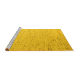 Sideview of Machine Washable Solid Yellow Modern Rug, wshabs5552yw