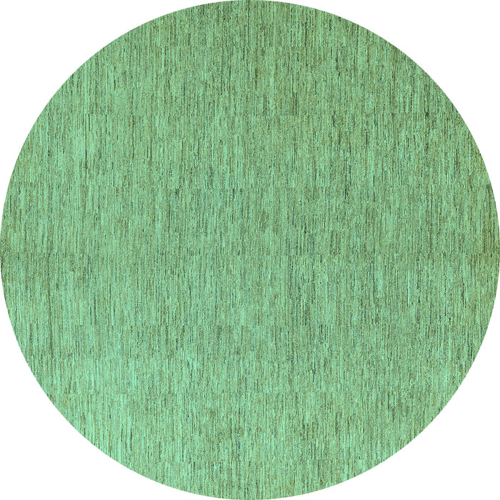Round Solid Turquoise Modern Rug, abs5553turq