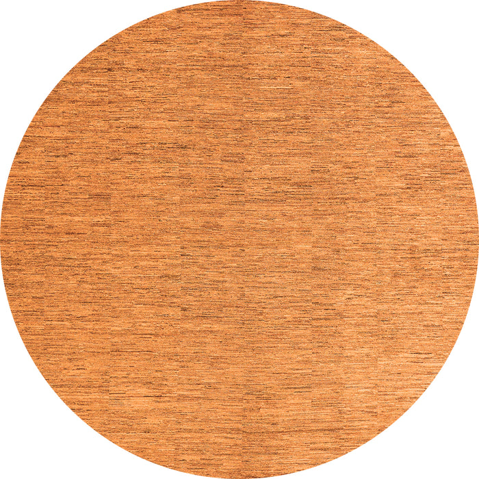 Round Machine Washable Solid Orange Modern Area Rugs, wshabs5553org