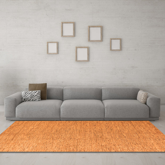 Machine Washable Solid Orange Modern Area Rugs in a Living Room, wshabs5553org