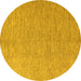 Round Machine Washable Solid Yellow Modern Rug, wshabs5553yw