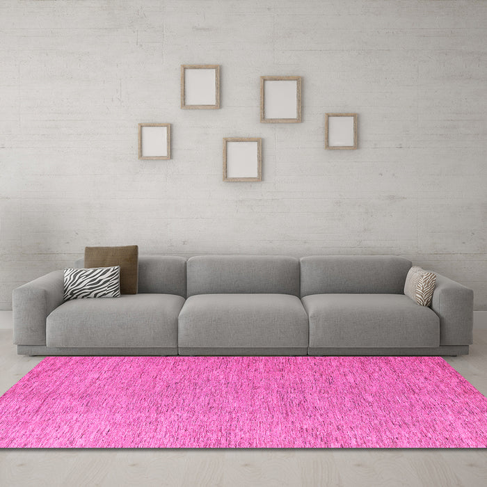 Machine Washable Solid Pink Modern Rug in a Living Room, wshabs5553pnk