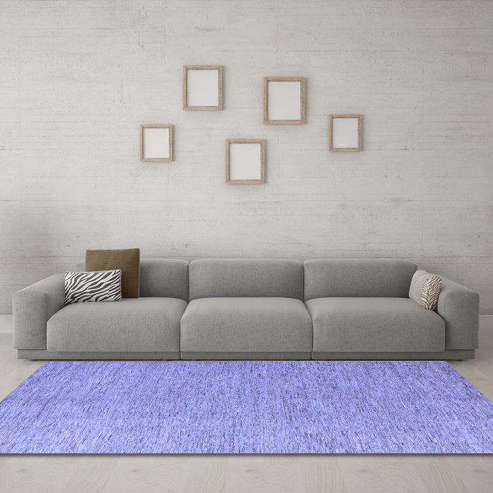 Machine Washable Solid Blue Modern Rug in a Living Room, wshabs5553blu