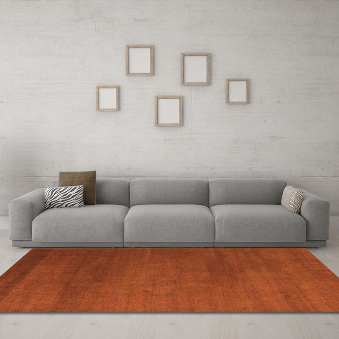 Machine Washable Abstract Orange Modern Area Rugs in a Living Room, wshabs5554org