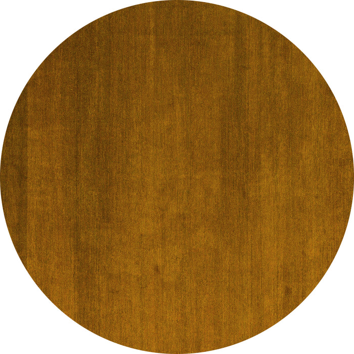 Round Abstract Yellow Modern Rug, abs5554yw