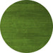 Round Machine Washable Abstract Green Modern Area Rugs, wshabs5554grn