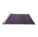 Sideview of Machine Washable Abstract Blue Modern Rug, wshabs5554blu