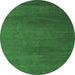 Round Machine Washable Abstract Emerald Green Modern Area Rugs, wshabs5554emgrn