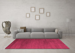 Machine Washable Abstract Pink Modern Rug in a Living Room, wshabs5554pnk