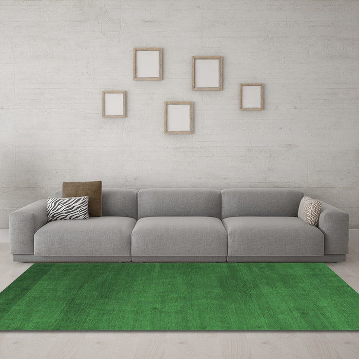 Machine Washable Abstract Emerald Green Modern Area Rugs in a Living Room,, wshabs5554emgrn