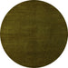 Round Machine Washable Abstract Green Modern Area Rugs, wshabs5555grn