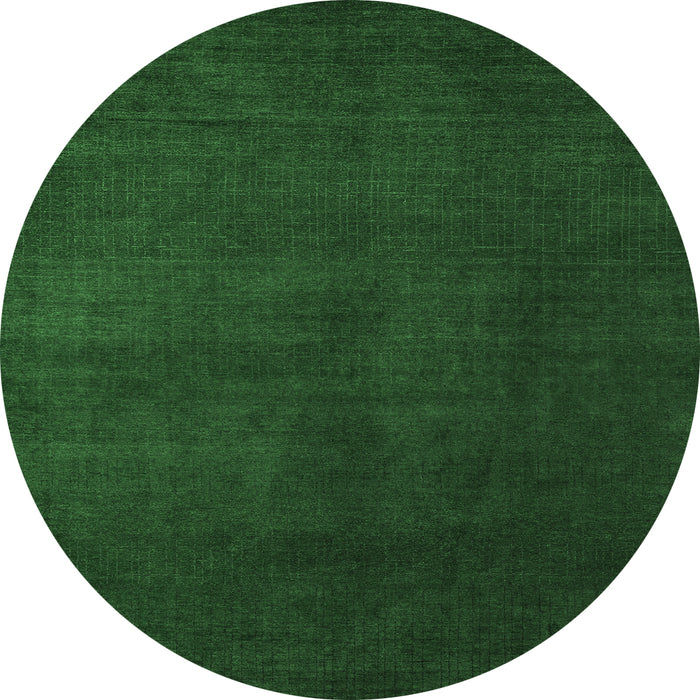 Round Machine Washable Abstract Emerald Green Modern Area Rugs, wshabs5555emgrn