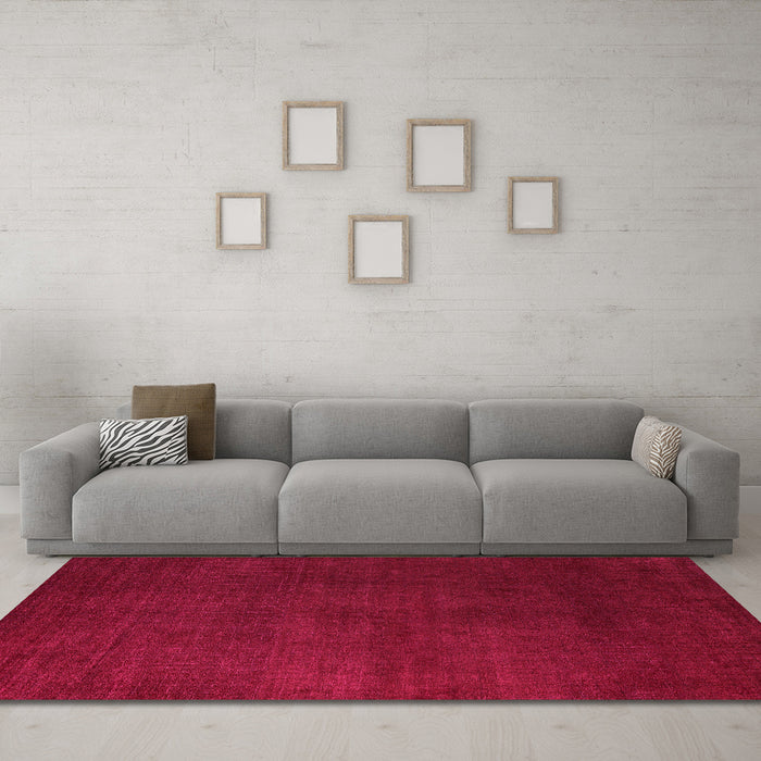 Machine Washable Abstract Pink Modern Rug in a Living Room, wshabs5555pnk