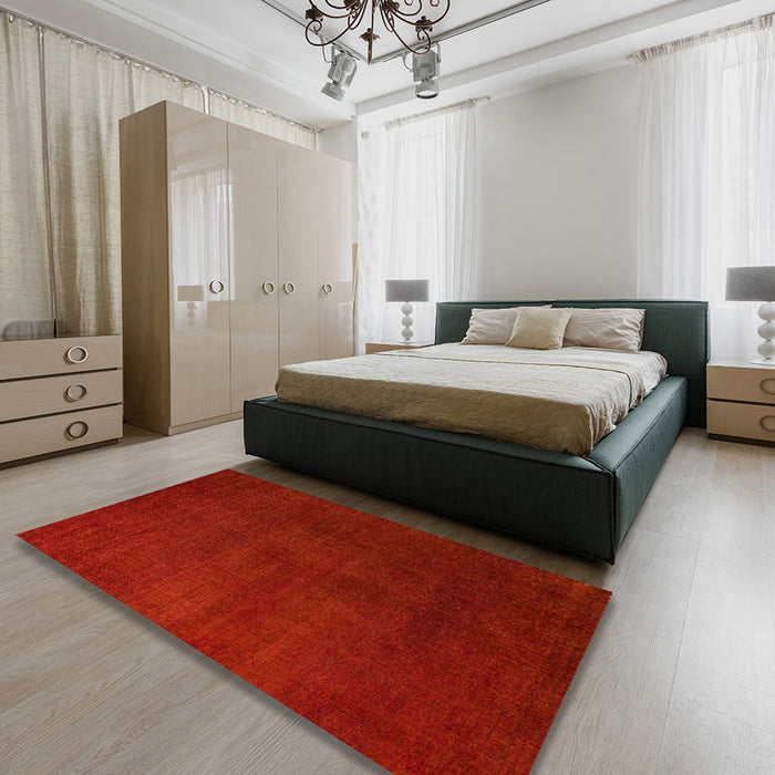 Machine Washable Abstract Red Rug in a Bedroom, wshabs5555