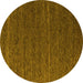 Round Abstract Yellow Modern Rug, abs5556yw