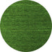 Round Machine Washable Abstract Green Modern Area Rugs, wshabs5556grn