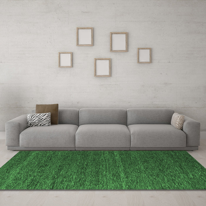 Machine Washable Abstract Emerald Green Modern Area Rugs in a Living Room,, wshabs5556emgrn