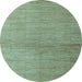 Round Abstract Light Blue Modern Rug, abs5557lblu