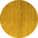 Round Machine Washable Abstract Yellow Modern Rug, wshabs5557yw