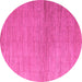 Round Machine Washable Abstract Pink Modern Rug, wshabs5557pnk