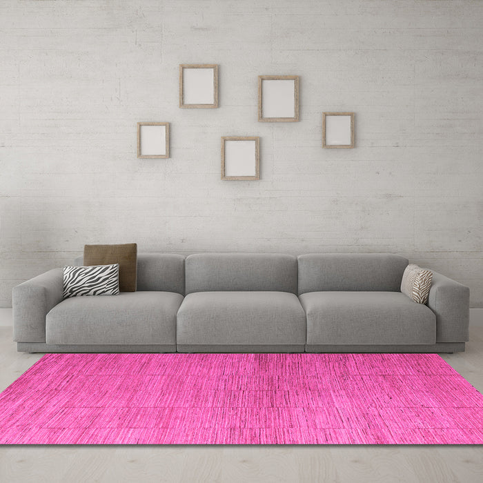 Machine Washable Abstract Pink Modern Rug in a Living Room, wshabs5557pnk