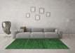 Machine Washable Abstract Emerald Green Modern Area Rugs in a Living Room,, wshabs5558emgrn