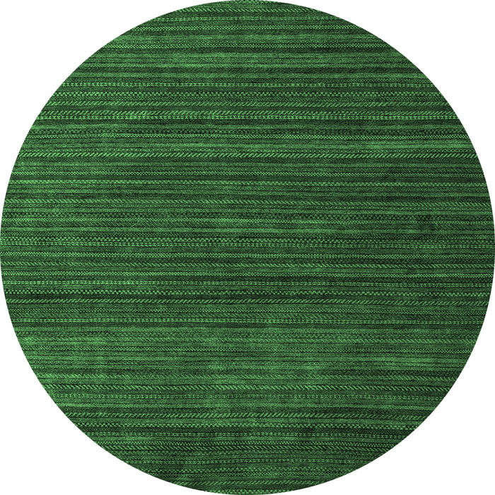 Round Machine Washable Abstract Emerald Green Modern Area Rugs, wshabs5558emgrn