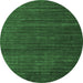 Round Machine Washable Abstract Emerald Green Modern Area Rugs, wshabs5558emgrn