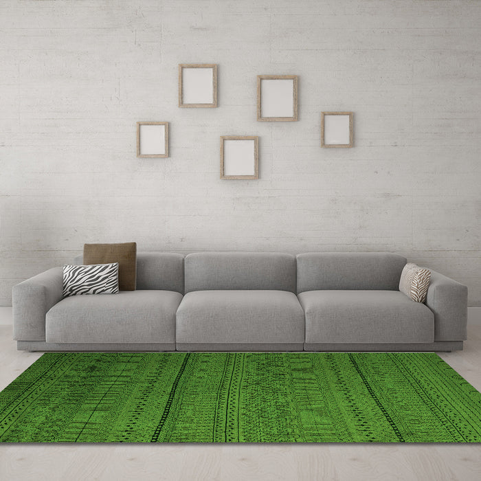 Machine Washable Abstract Green Modern Area Rugs in a Living Room,, wshabs5559grn