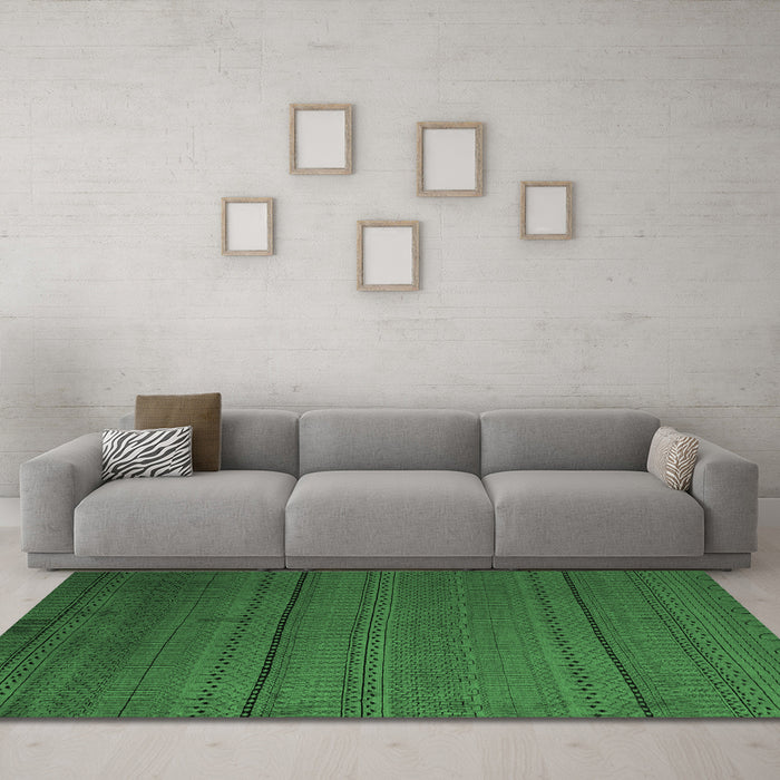 Machine Washable Abstract Emerald Green Modern Area Rugs in a Living Room,, wshabs5559emgrn