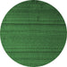 Round Abstract Emerald Green Modern Rug, abs5559emgrn