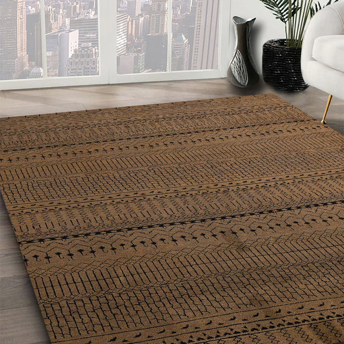 Abstract Light Brown Modern Rug in Family Room, abs5559