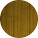 Round Abstract Yellow Modern Rug, abs5559yw