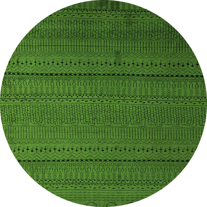 Round Abstract Green Modern Rug, abs5559grn
