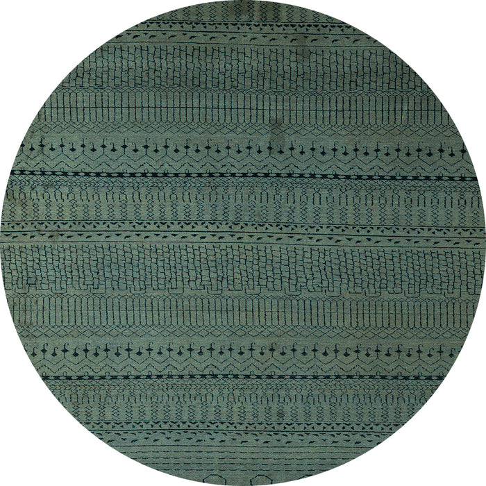 Round Abstract Light Blue Modern Rug, abs5559lblu