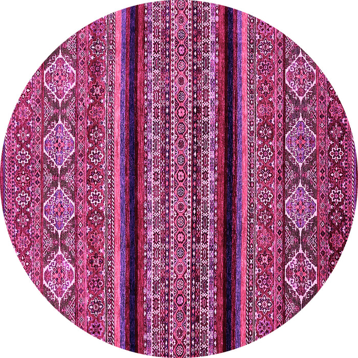 Round Machine Washable Abstract Pink Modern Rug, wshabs555pnk