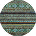 Round Abstract Light Blue Modern Rug, abs555lblu