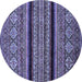 Round Abstract Blue Modern Rug, abs555blu