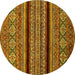 Round Abstract Yellow Modern Rug, abs555yw