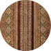 Round Abstract Brown Modern Rug, abs555brn