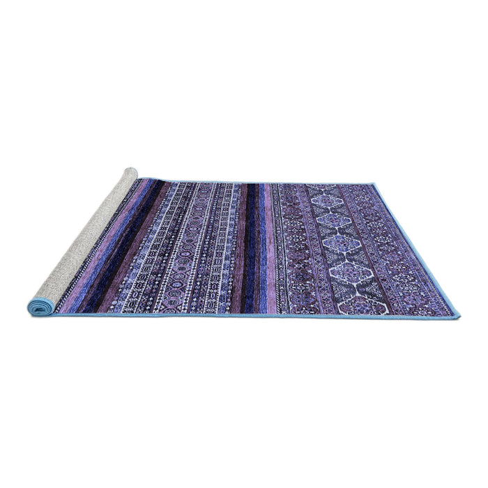 Sideview of Machine Washable Abstract Blue Modern Rug, wshabs555blu