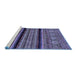 Sideview of Machine Washable Abstract Blue Modern Rug, wshabs555blu