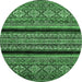 Round Abstract Emerald Green Modern Rug, abs555emgrn