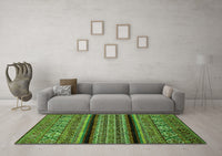 Machine Washable Abstract Green Modern Rug, wshabs555grn